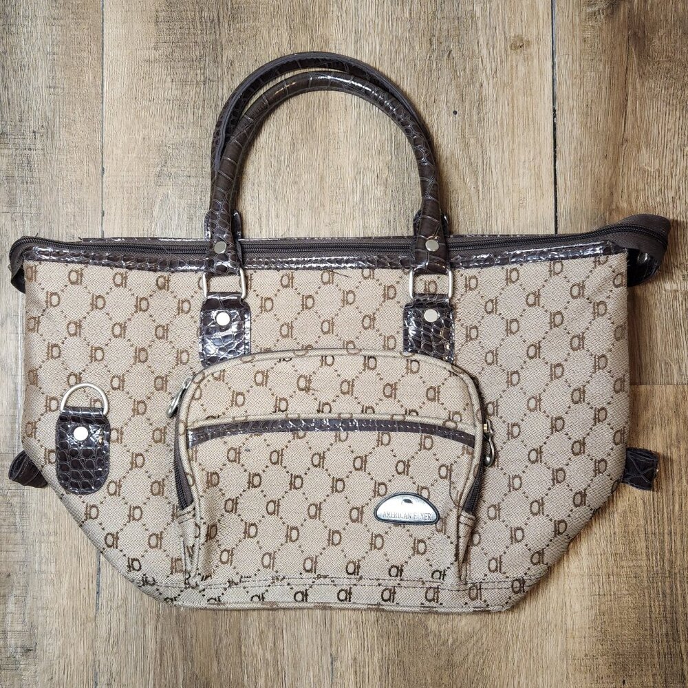 🛍️ American Flyer Signature Collection Cosmetic Satchel Tote Bag ✈️